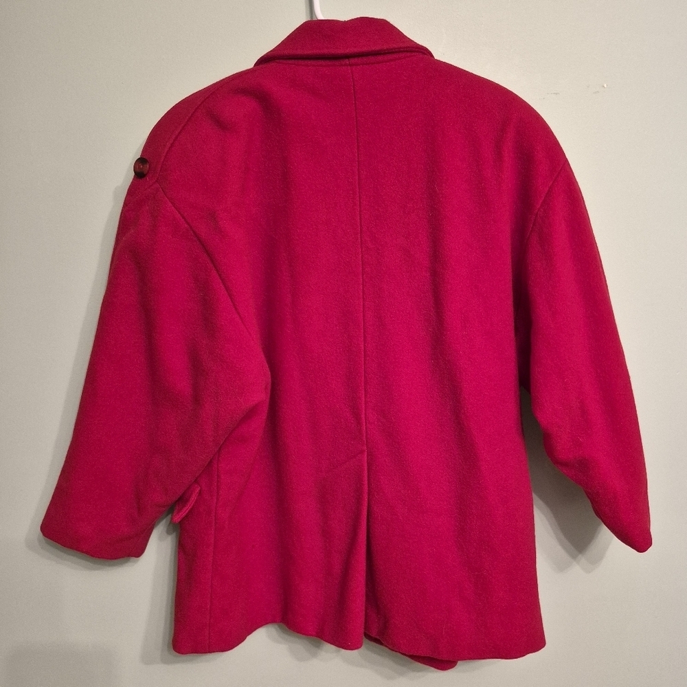 Irving Posluns Women's Vintage Red Double Breasted Virgin Wool Coat Size Large - Picture 9 of 9
